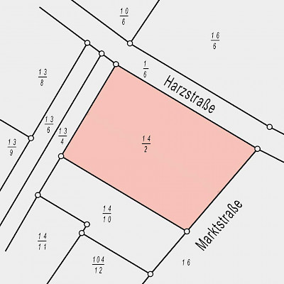 Das zur Teilung vorgesehene Flurstück 14/2.