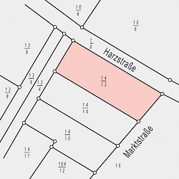 Flurstück 14/13 ohne eingemessenen Gebäudebestand